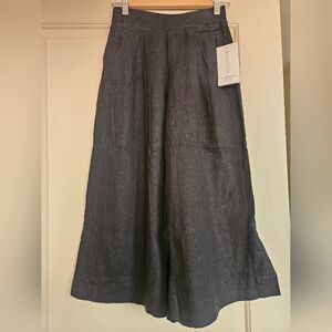 NWT Athleta Playa Linen Wide Crop 3/4 Black Women's Size O Petite